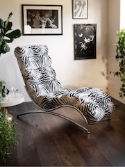 Rockett St George Zebra Woven Black Cream Lounge Chair - Image 1 of 9