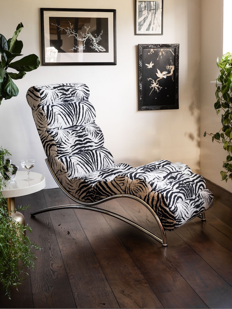 Rockett St George Zebra Woven Black Cream Lounge Chair - Image 1 of 9 Rockett St George Zebra Woven Black Cream Lounge Chair - Image 1 of 9