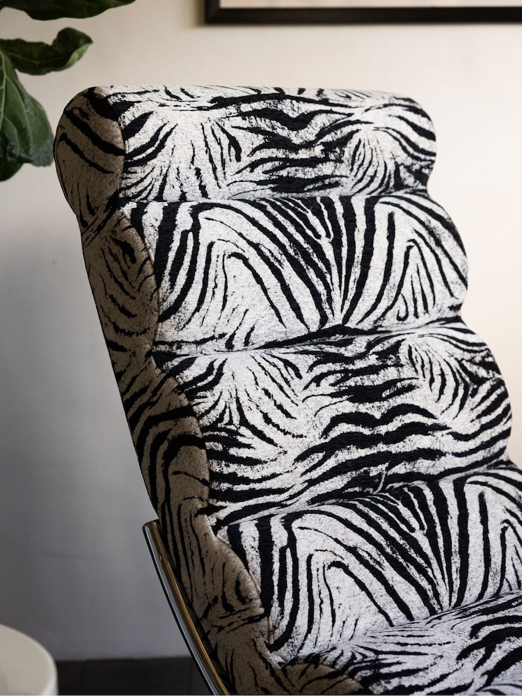 Rockett St George Zebra Woven Black Cream Lounge Chair - Image 2 of 9 Rockett St George Zebra Woven Black Cream Lounge Chair - Image 2 of 9