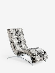 Rockett St George Zebra Woven Black Cream Lounge Chair - Image 6 of 9