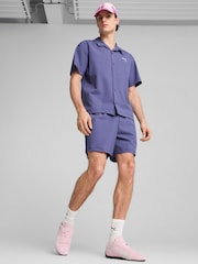 Puma Blue Mens Wardrobe Essential Seersucker Relaxed Shorts - Image 2 of 5
