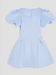 River Island Blue Girls Scuba Bow Skater Puff 100% Cotton Dress - Image 2 of 4