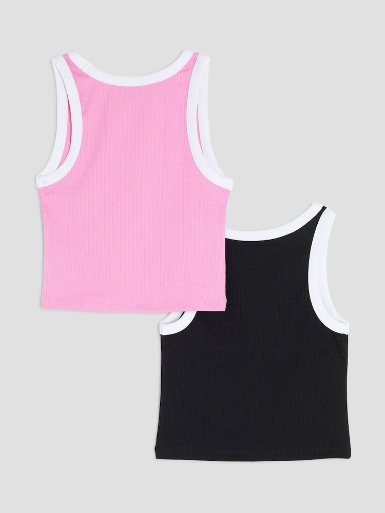 River Island Pink Girls Tank Tops 2 Pack - Image 2 of 4