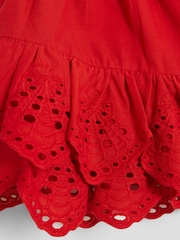River Island Red Girls 100% Cotton Broderie Top and Skort Set - Image 3 of 4