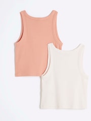 River Island Pink Girls Tank Tops 2 Pack - Image 2 of 4