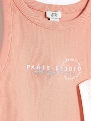 River Island Pink Girls Tank Tops 2 Pack - Image 3 of 4