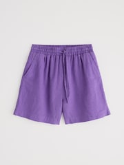 Seasalt Cornwall Purple Tide Flow 100% Linen  Shorts - Image 4 of 5