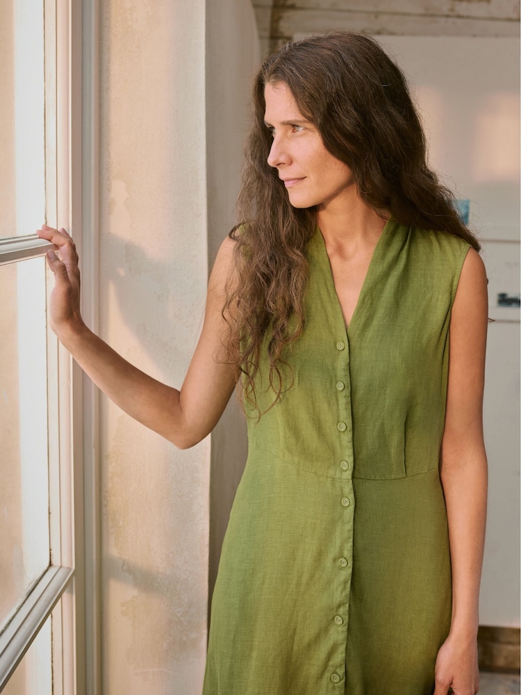 Buy Seasalt Cornwall Green Carved Wood Sleeveless 100% Linen Dress from  Next Indonesia