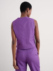 Seasalt Cornwall Purple Erica Linen Blend Waistcoat - Image 2 of 5