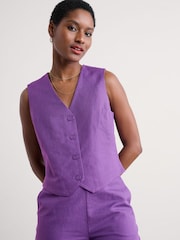 Seasalt Cornwall Purple Erica Linen Blend Waistcoat - Image 3 of 5