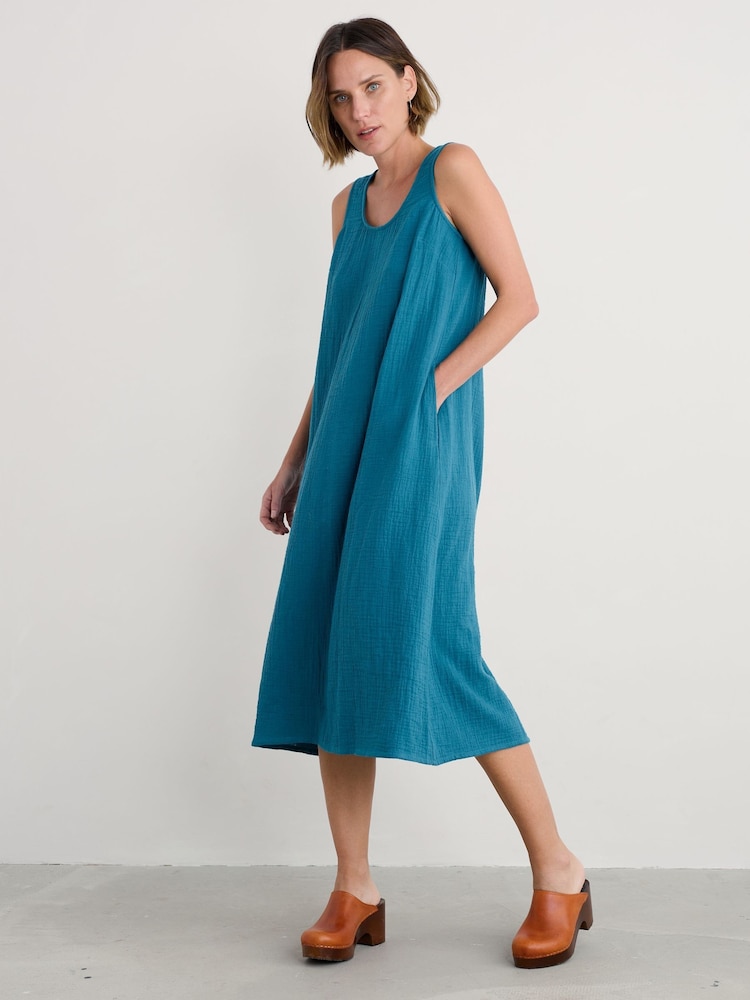 Seasalt Cornwall Blue Teal Helleborine Above-Ankle Dress - Image 1 of 5