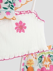 River Island Pink Girls Resort 100% Cotton Shirt and Shorts Set 3 Pack - Image 3 of 4