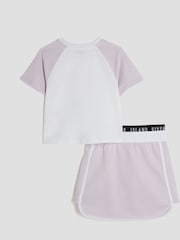 River Island Purple Girls 100% Cotton Crop T-Shirt and Runner Skirt Set - Image 3 of 5