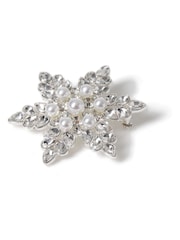 Aela Silver Tone Christmas Rhinestone Snowflake Brooch - Image 4 of 4