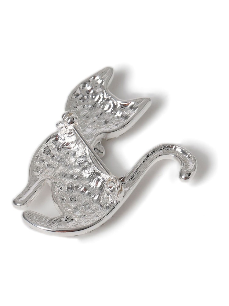 Aela Silver Tone Christmas Cat Brooch - Image 2 of 3