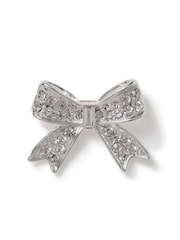 Aela Silver Tone Christmas Rhinestone Bow Brooch - Image 2 of 4