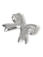 Aela Silver Tone Christmas Rhinestone Bow Brooch - Image 3 of 4