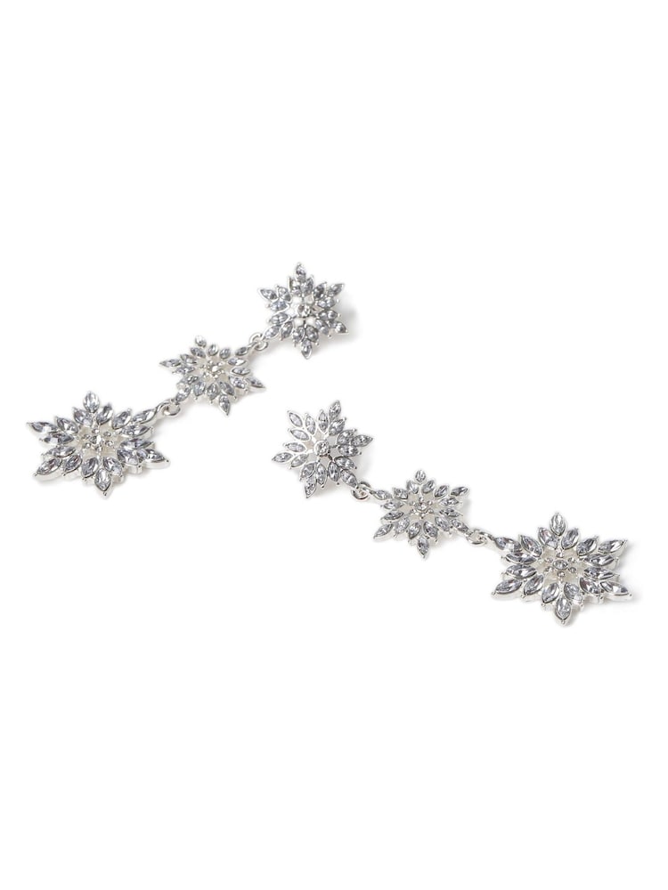Aela Silver Tone Christmas Triple Snowflake Drop Earrings - صورة 2 من 3 Aela Silver Tone Christmas Triple Snowflake Drop Earrings - صورة 2 من 3