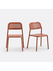 La Redoute Intérieurs Set of 2 Terracotta Lyona Aluminium Garden Chairs - Image 1 of 4