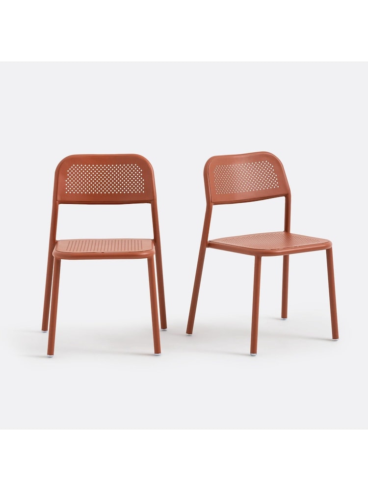 La Redoute Intérieurs Set of 2 Terracotta Lyona Aluminium Garden Chairs - Image 1 of 4