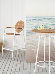 La Redoute Intérieurs White Natural Chassagne Teak & Aluminium Garden Bar Chair - Image 1 of 6
