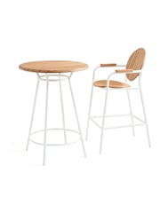 La Redoute Intérieurs White Natural Chassagne Teak & Aluminium Garden Bar Chair - Image 2 of 6