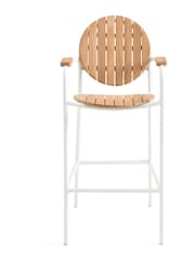 La Redoute Intérieurs White Natural Chassagne Teak & Aluminium Garden Bar Chair - Image 3 of 6