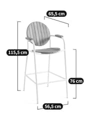 La Redoute Intérieurs White Natural Chassagne Teak & Aluminium Garden Bar Chair - Image 4 of 6