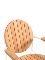 La Redoute Intérieurs White Natural Chassagne Teak & Aluminium Garden Bar Chair - Image 5 of 6