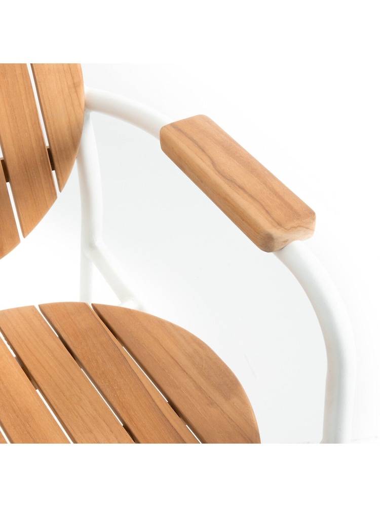 La Redoute Intérieurs White Natural Chassagne Teak & Aluminium Garden Bar Chair - Image 6 of 6