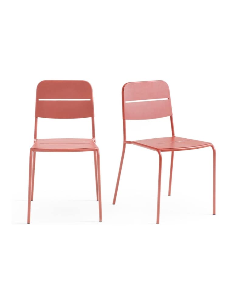 La Redoute Intérieurs Set of 2 Terracotta Dune Steel Metal Garden Chairs - Image 2 of 5