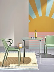 La Redoute Intérieurs Set of 2 Sage Green Dune Steel Metal Garden Chairs - Image 1 of 6