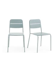 La Redoute Intérieurs Set of 2 Sage Green Dune Steel Metal Garden Chairs - Image 2 of 6