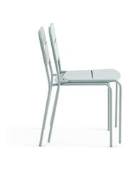 La Redoute Intérieurs Set of 2 Sage Green Dune Steel Metal Garden Chairs - Image 3 of 6