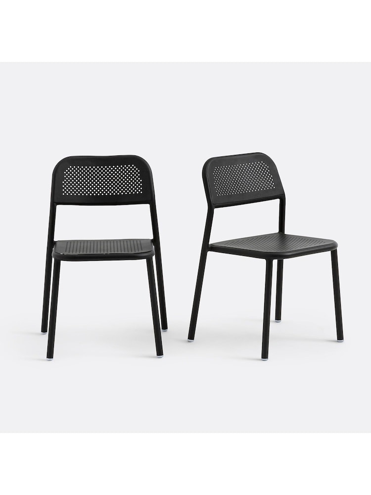 La Redoute Intérieurs Set of 2 Black Lyona Aluminium Garden Chairs - Image 1 of 5