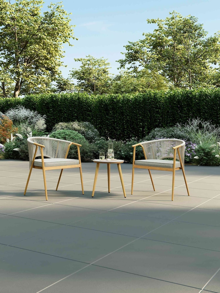 Charles Bentley Grey Almada Rope Weave Bistro Set - Image 6 of 6