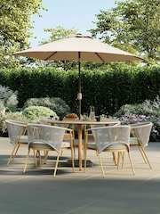 Charles Bentley Grey Almada Rope Weave 6 Seater Dining Set - Image 1 of 6