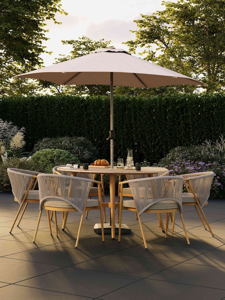Charles Bentley Grey Almada Rope Weave 6 Seater Dining Set - Image 2 of 6