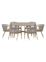 Charles Bentley Grey Almada Rope Weave 6 Seater Dining Set - Image 6 of 6