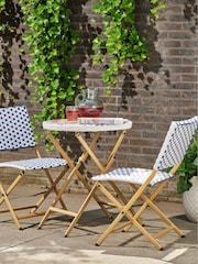 La Redoute Intérieurs White/Blue Lyme Folding Garden Dining Set - Image 1 of 6