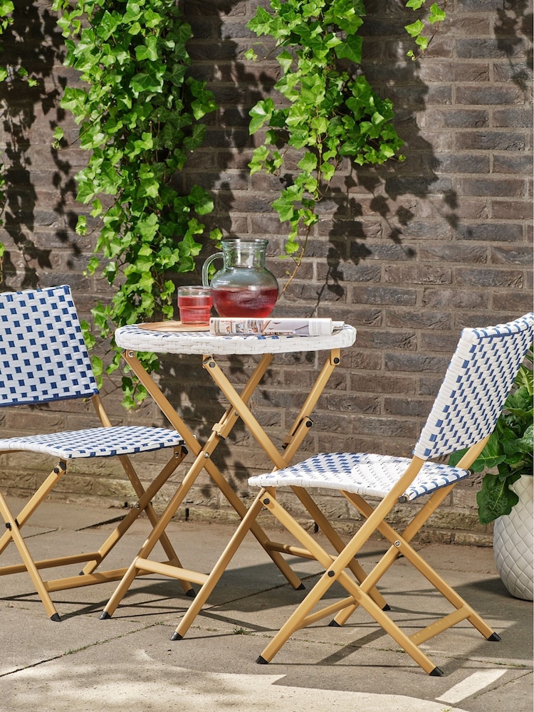 La Redoute Intérieurs White/Blue Lyme Folding Garden Dining Set - Image 1 of 6