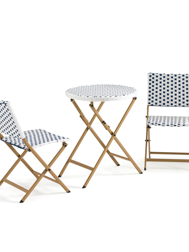 La Redoute Intérieurs White/Blue Lyme Folding Garden Dining Set - Image 2 of 6