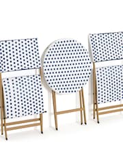 La Redoute Intérieurs White/Blue Lyme Folding Garden Dining Set - Image 4 of 6