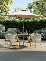 Charles Bentley Grey Almada Rope Weave 4 Seater Dining Set - Image 1 of 6
