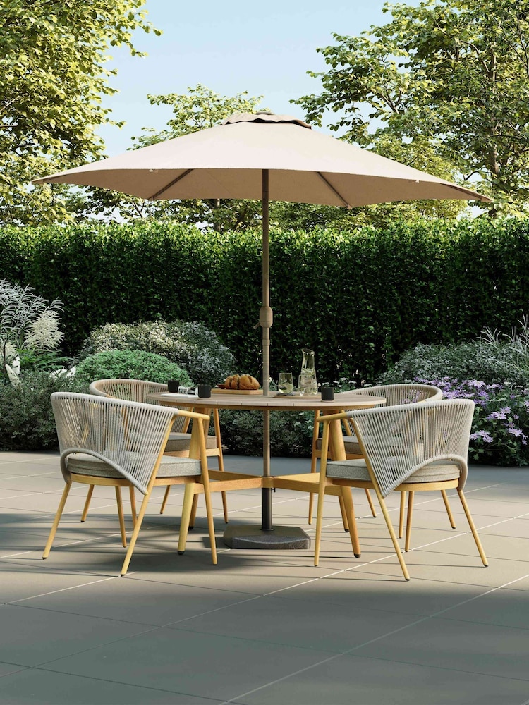 Charles Bentley Grey Almada Rope Weave 4 Seater Dining Set - Image 1 of 6