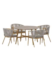 Charles Bentley Grey Almada Rope Weave 4 Seater Dining Set - Image 5 of 6