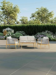 Charles Bentley Grey Almada Rope Weave 4 Seater Lounge Set - Image 1 of 5