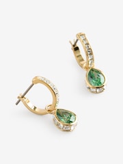 Swarovski Green Chroma Drop Earrings with Pear Cut Gold Tone Plated - Image 1 of 1