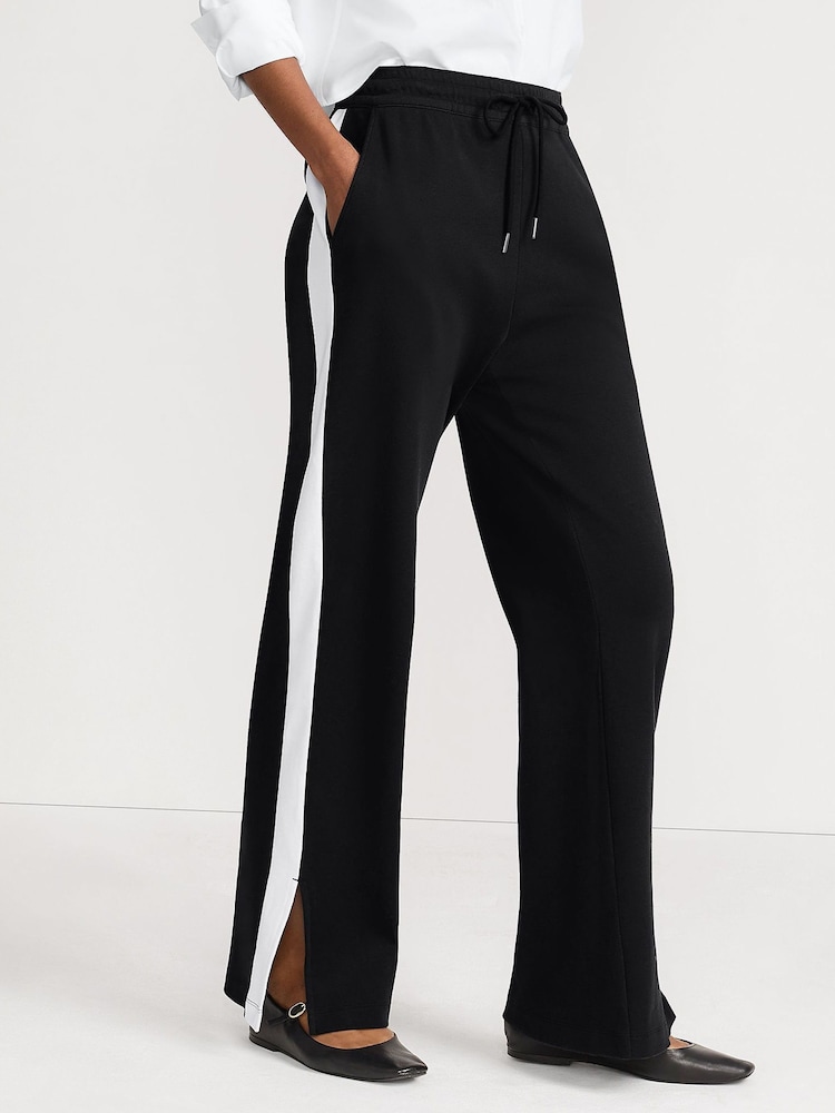 Lands' End Black Wide Leg Sporty 100% Cotton Trousers - Image 2 of 5 Lands' End Black Wide Leg Sporty 100% Cotton Trousers - Image 2 of 5
