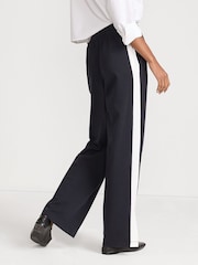Lands' End Black Wide Leg Sporty 100% Cotton Trousers - Image 3 of 5